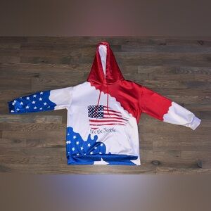 Youth XL Patriotic American Flag Hoodie We The People Stars Stripes